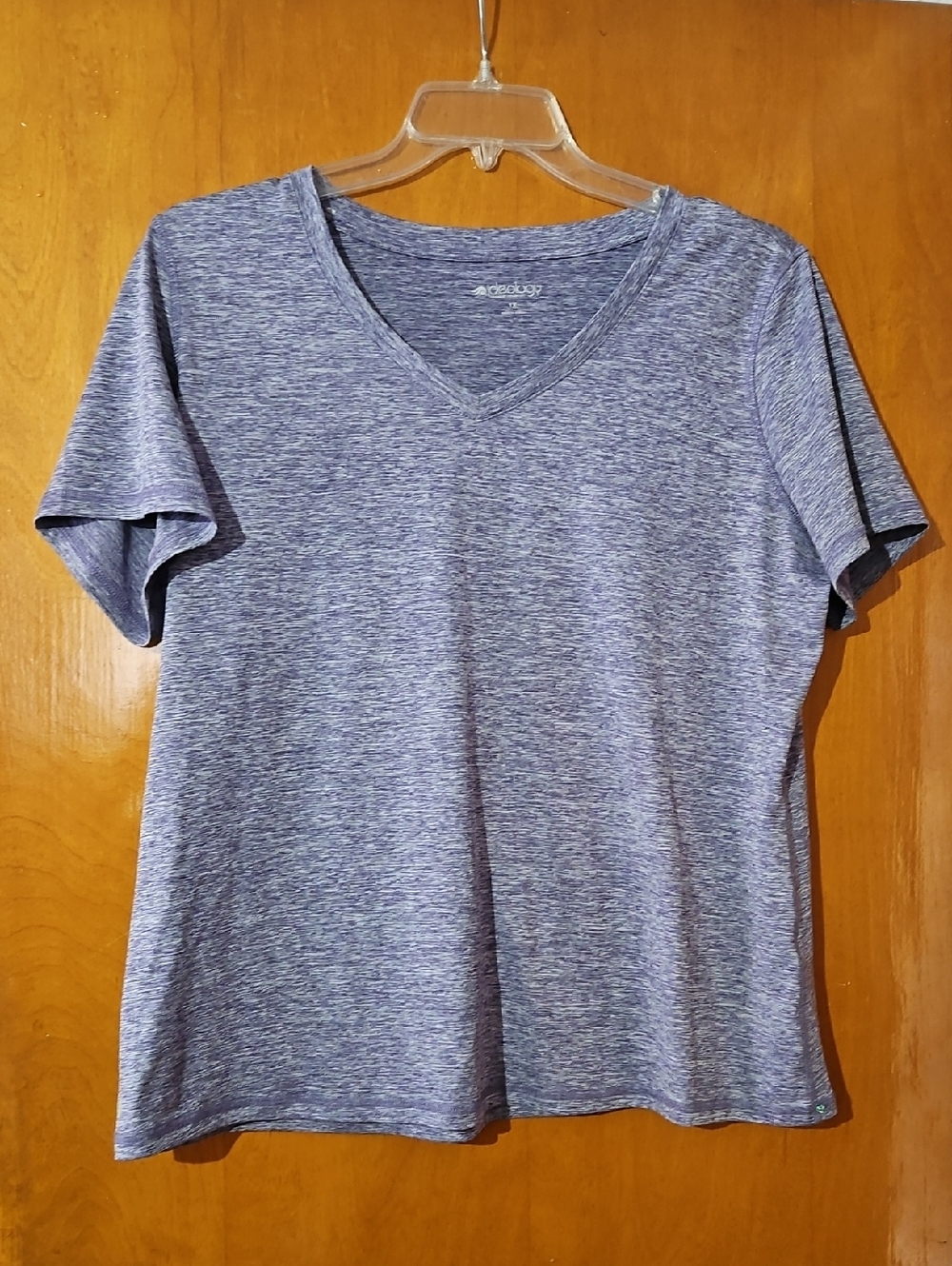 Ideology Heathered Purple V-Neck Short Sleeve Tee